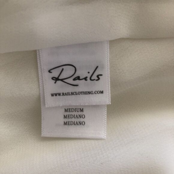 Rails NWT Frida Ivory Speckled Dot Drawstring Waist Flowy Ruffle Hem Midi Dress - Picture 12 of 16